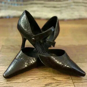 Liz Claiborne Flex Brown Snakeskin Leather Heels Size 9